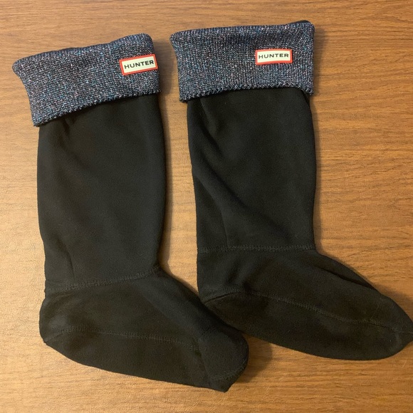 HUNTER NEW BLACK MULTI GLITTER CUFF SOCKS SZ M NIB - Picture 4 of 8